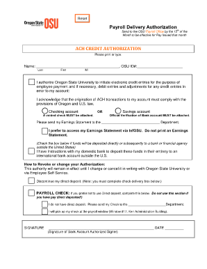 Sample DIRECT DEPOSIT/ACH CREDIT Authorization Form