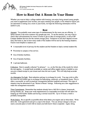 Room Rental Dwelling Lease Fill Online Printable