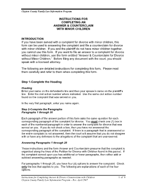 Answer & Counterclaim for Divorce with Minor Children