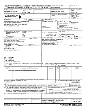 US Federal Commercial Items Contract Form
