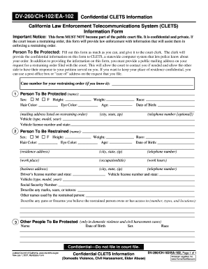 California Confidential CLETS Information Form