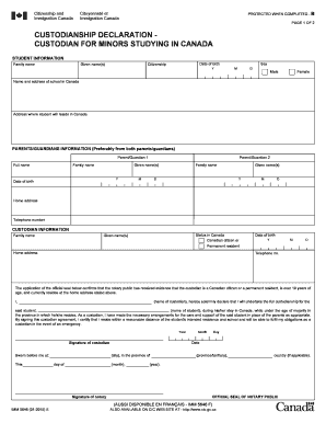 Custodianship Declaration for Minors Studying in Canada