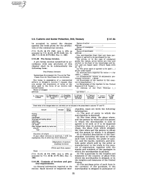 US Customs Pro Forma Invoice