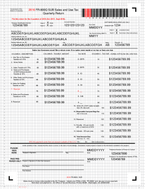 District of Columbia 2016 FR-800Q Sales and Use Tax Quarterly Return