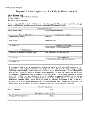 Georgia Rebuilt Vehicle Inspection Request