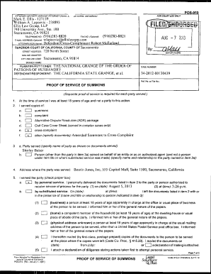 Proof of Service of Summons