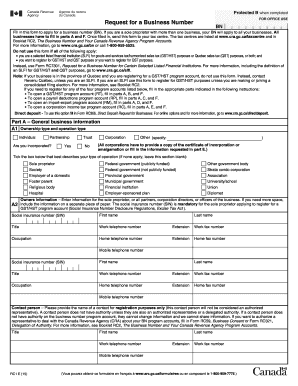 Request for a Business Number