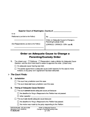 Order on Adequate Cause to Change a Parenting/Custody Order