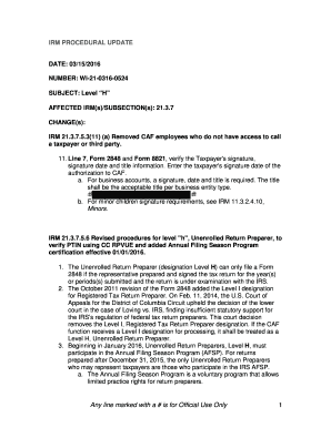 IRM Procedural Update for Form 2848 and Form 8821