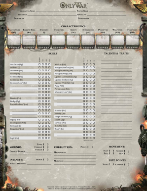 Warhammer 40K Character Sheet