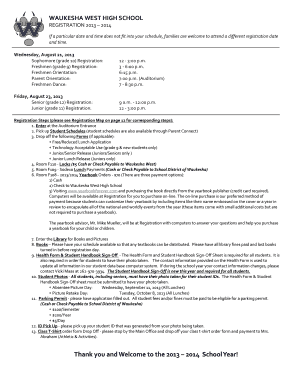 Waukesha West High School Registration Form
