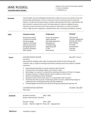 Customer service resume CV examples. A very popular CV design that is aimed at customer service jobs.