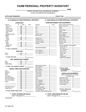 Farm Personal Property Inventory Form
