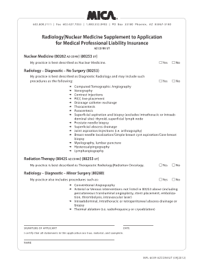 Radiology Nuclear Medicine Insurance Application