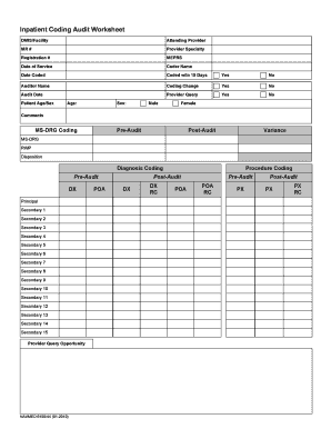 Inpatient Coding Audit Worksheet