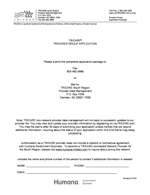 TRICARE Provider Group Application