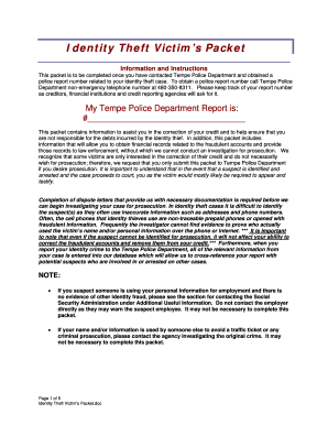 Identity Theft Victim's Packet - tempe