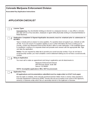 Colorado Associated Key Marijuana License Application