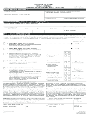 US Federal 10-Point Veteran Preference Application