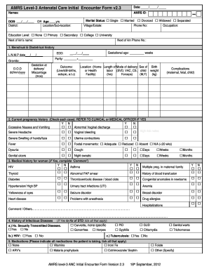 AMRS Level-3 Antenatal Care Initial Encounter Form