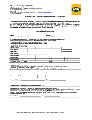 MTN International Roaming/Unbarring Application Form