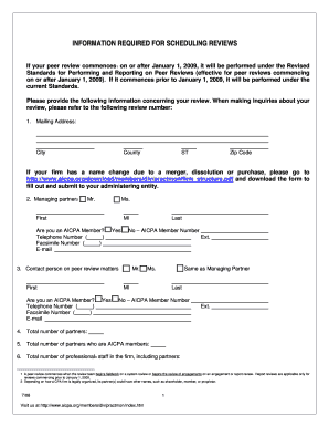 AICPA Peer Review Scheduling Form