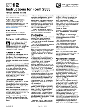 IRS Form 2555 Instructions