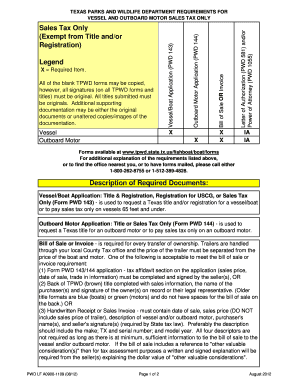 Texas Vessel and Outboard Motor Sales Tax Form
