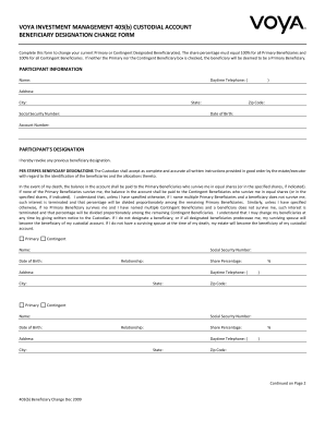 403(b) Beneficiary Designation Change Form