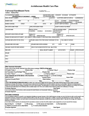 Archdiocesan Health Care Plan Enrollment Form