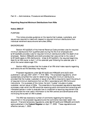 IRS Notice 2002-27 on IRA Minimum Distributions