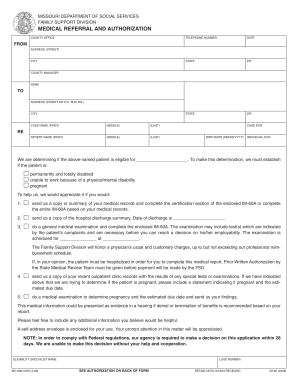 Missouri Medical Referral and Authorization Form