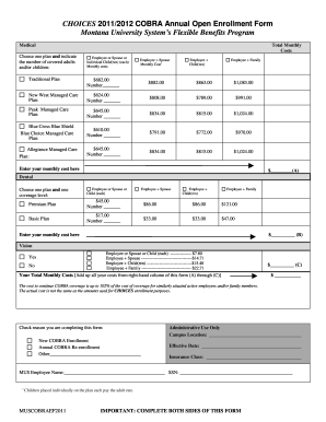 COBRA Annual Open Enrollment Form