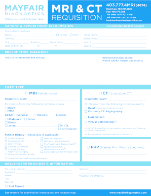 MRI and CT Requisition Form