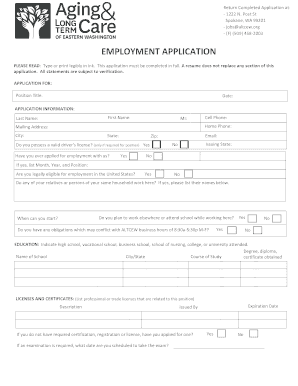 Employment Application Form