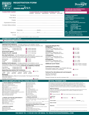 Renewable Energy World Asia Conference Registration Form