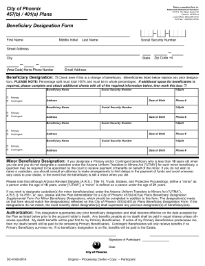 City of Phoenix 457(b) / 401(a) Beneficiary Designation Form