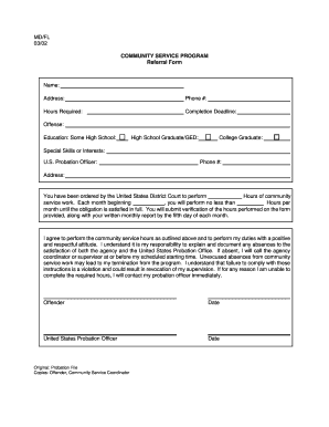 Community Service Referral Form