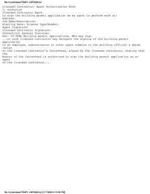 Licensed Contractor Agent Authorization Form