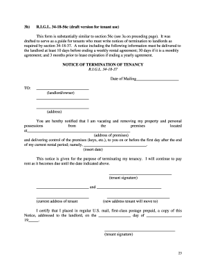 Notice of Termination of Tenancy