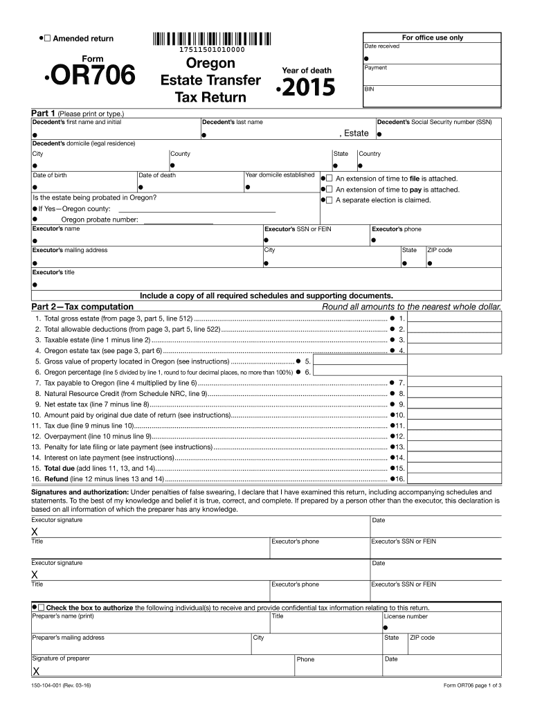 Fillable Online oregon The executor of a decedent 's estate will use