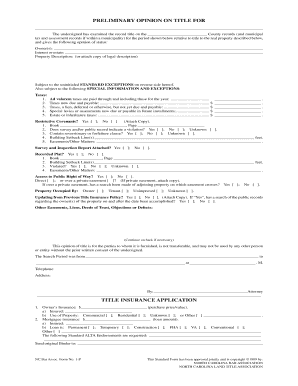 Preliminary Opinion on Title for Real Property