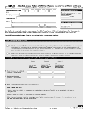Form 945-X Adjusted Annual Return