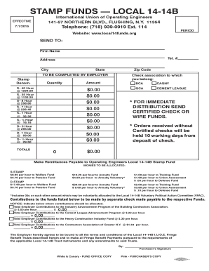 Local 14-14B Stamp Fund Payment Form