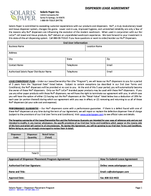 Nvi Dispenser Lease Agreement