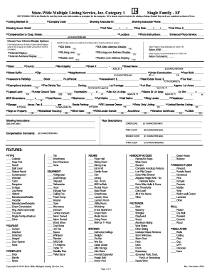Single Family Real Estate Listing Form