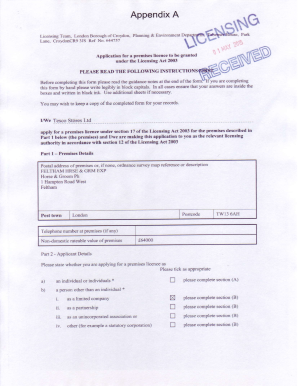 Premises License Application