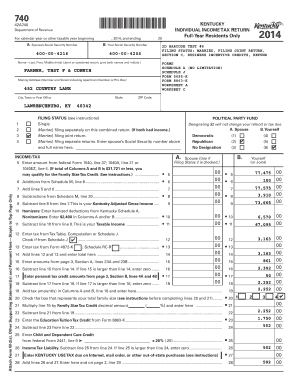 Kentucky Individual Income Tax Return Form 740