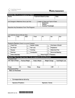 Weekly Patient Assessment Form