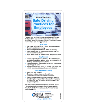 Fillable Online osha Motor Vehicles Safe Driving Practices for ...